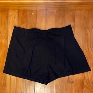 Black Silky Bow Tie Shorts